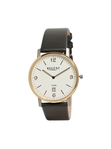 Regent Armbanduhr-Analog schwarz mittel (ca. 39mm) Regent Lederarmband
