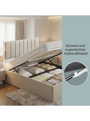 VASAGLE Bettgestell Kacy in Beige - (B)143.4 x (H)110 x (T)209.3 cm
