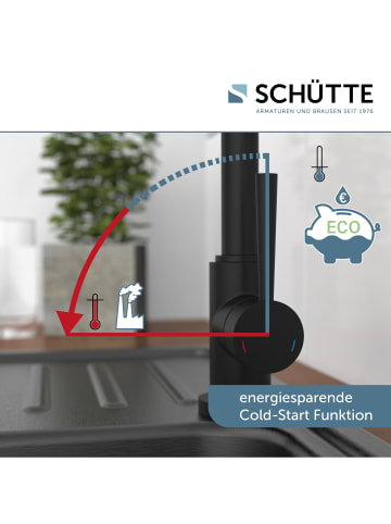 Schütte Cold Start Küchenarmatur CORNWALL in Schwarz matt - (L) 23 x (B) 6 x (H) 33 cm