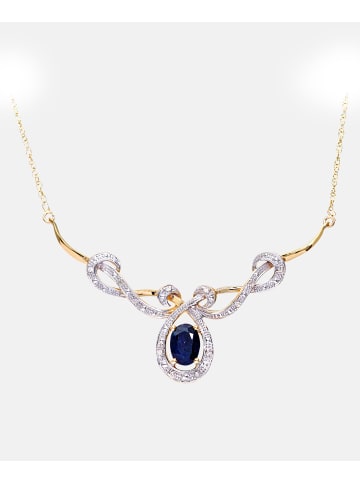 Diamant L'éternel Halskette aus 375 Gelbgold mit Diamant mit Saphir Infinity-Design
