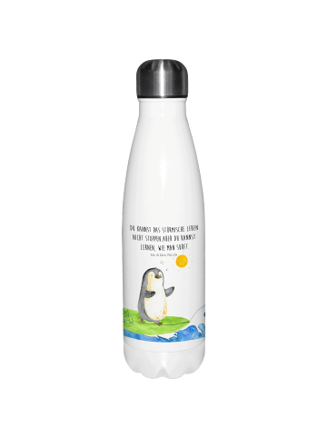 Mr. & Mrs. Panda Thermosflasche Pinguin Surfer mit Spruch in Weiß