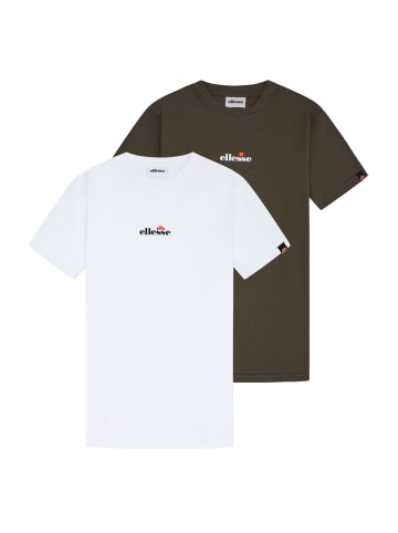 ellesse T-Shirt 2er Pack in Weiß/Dunkelgrün