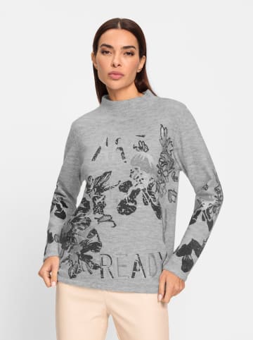 Heine Strickpullover in hellgrau-bedruckt