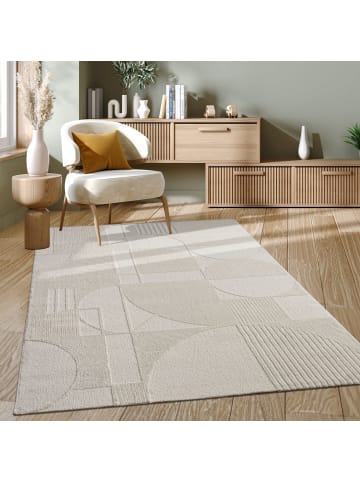 KADIMA DESIGN Teppich Kurzflor Struktur Wohnzimmer in Creme