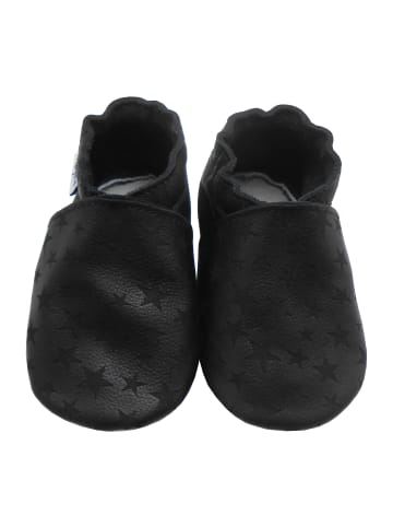 Mejale Leder-Krabbelschuhe "Stern" in Schwarz