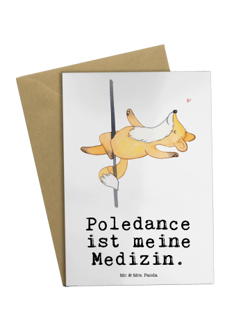 Mr. & Mrs. Panda Klappkarte Fuchs PoledanZeichen mit Spruch in Weiß