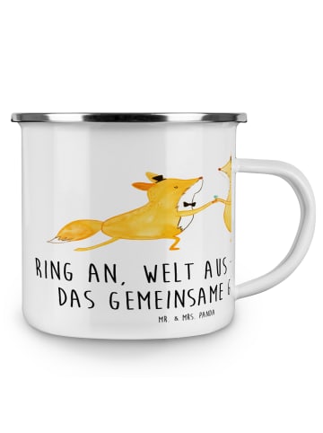Mr. & Mrs. Panda Tasse Emaille Verlobung Glück mit Spruch in Transparent