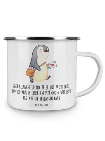 Mr. & Mrs. Panda Emaille Tasse Briefe & Pakete mit Spruch in Weiß