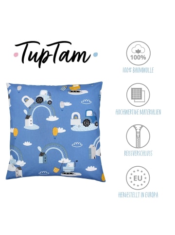 TupTam Kinder Kissenbezug Dekorativ Gemustert in blau/grau