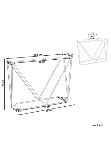 Beliani Konsolentisch HAZEN in Weiß/Gold - (W) 100 x (H) 75 x (L) 30 cm
