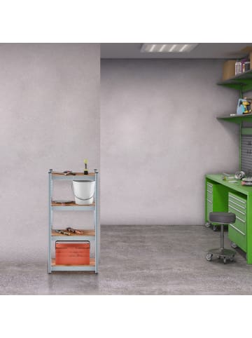 relaxdays Schwerlastregal in Braun/ Silber - (B)60 x (H)120 x (T)30 cm