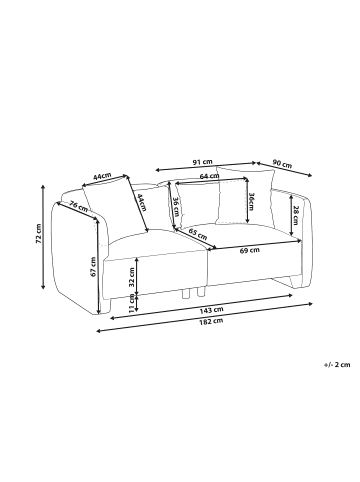 Beliani 5-tlg 3-Sitzer Sofa EKENES in Grün