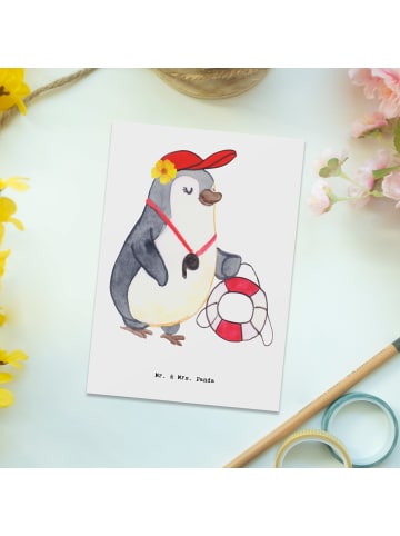 Mr. & Mrs. Panda Grußkarte Bademeisterin Herz ohne Spruch in Weiß