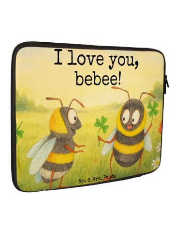 Mr. & Mrs. Panda Laptop Tasche Bienen Paar Design mit Spruch in Weiß