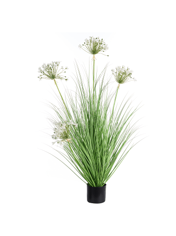 Beliani Kunstpflanze ONION GRASS in Weiß/Grün/Schwarz - (W) 60 x (H) 120 x (L) 60 cm
