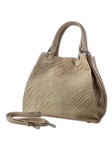 Toscanto Toscanto Handtasche, Umhängetasche Leder taupe, beige, braun ca. 31cm