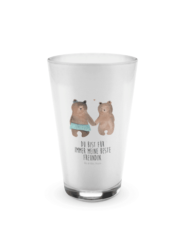 Mr. & Mrs. Panda Wasserglas Bär Freundin mit Spruch in Transparent