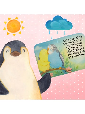 Mr. & Mrs. Panda duschmatte Wellensittich Liebe Design mit Spruch in Weiß