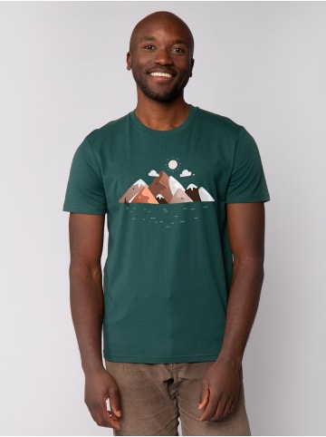 wat? Apparel T-Shirt Mountains & Moon in Dunkelgrün
