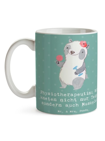 Mr. & Mrs. Panda Keramiktasse Physiotherapeutin Humor mit Spruch in Meeresbrise