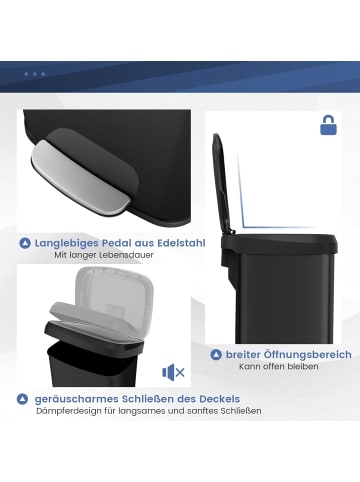 COSTWAY Mülleimer 68L in Schwarz