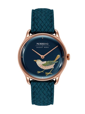 August Berg Armbanduhr Morris & Co. Strawberry Thief Bird Indi in rosegold indigo