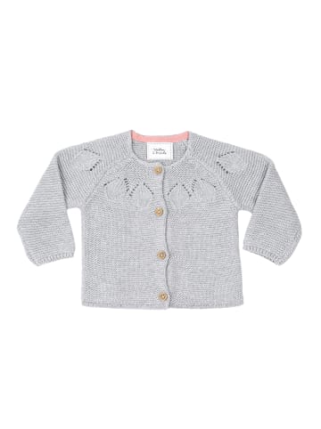 Stellou & friends Cardigan mit Ajourstrick in grau