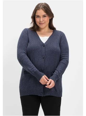 sheego Strickjacke in indigo meliert