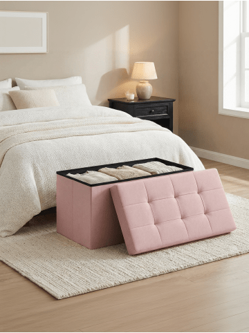 SONGMICS Sitzbank Minota in Rosa - (B)76 x (H)38 x (T)38 cm
