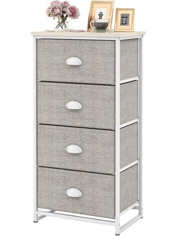 COSTWAY Kommode mit 4 Stoff-Schubladen in Grau