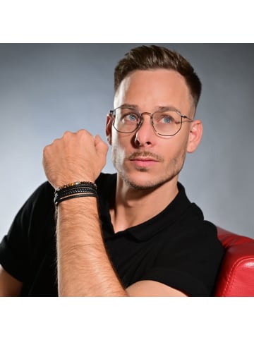 Adeliás Herren Armband – Lederarmband aus Leder 21 cm in schwarz