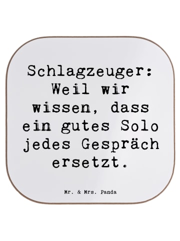 Mr. & Mrs. Panda Untersetzer Glas Spruch Schlagzeug Solo mit Spruch in Weiß