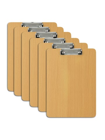 relaxdays 6x Klemmbrett in Natur - (B)22,5 x (H)31,5 x (T)0,5 cm