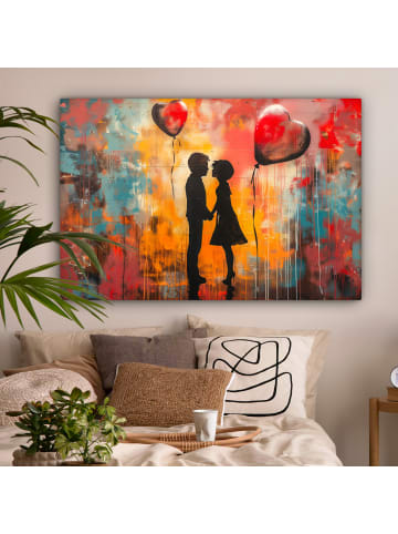 MuchoWow Leinwand Bilder Silhouette Liebe