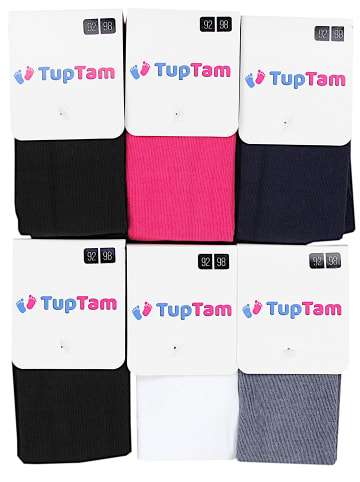 TupTam Mädchen Strickstrumpfhosen Bunt Gemustert 6er Pack in dunkelblau