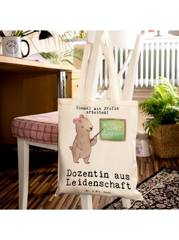 Mr. & Mrs. Panda Tragetasche Dozentin Leidenschaft mit Spruch in Creme