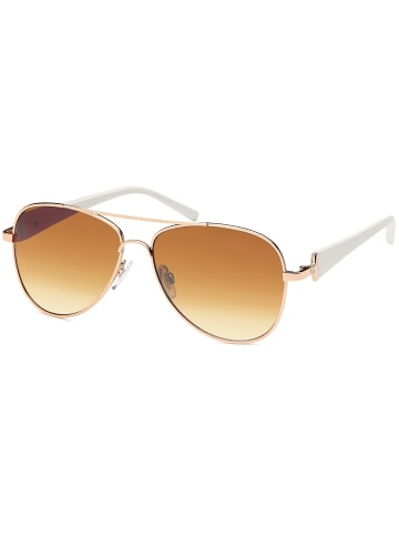 styleBREAKER Piloten Sonnenbrille in Gold-Weiß / Braun verlaufend