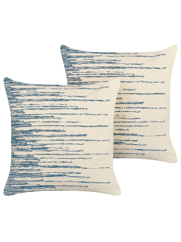 Beliani 2er-Set Dekokissen RIVINA in Beige/Blau