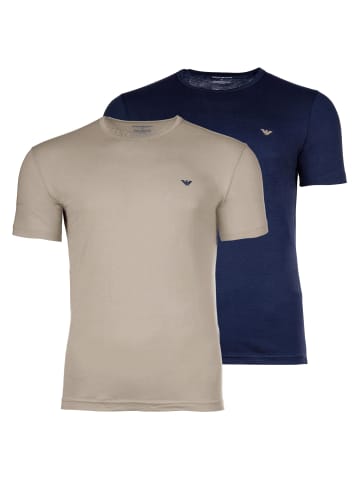 Emporio Armani T-Shirt 2er Pack in Beige/Blau