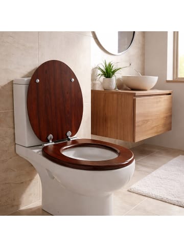 relaxdays Toilettendeckel in Dunkelbraun - (B)37,5 x (T)43,5 cm