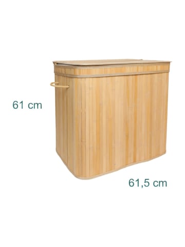 relaxdays Wäschekorb in Natur - (B)61 x (H)61,5 x (T)41,5 cm