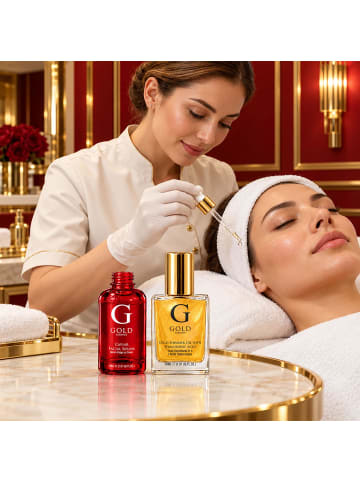 Gold Serums 2-tlg. Set: Kaviar Gesichtsserum 30 ml & Goldöl mit Hyaluronsäure 30 ml