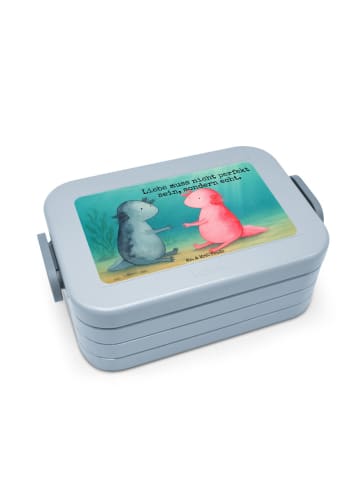 Mr. & Mrs. Panda MEPAL Bentobox Axolotl Liebe Design mit Spruch in Blau Pastell