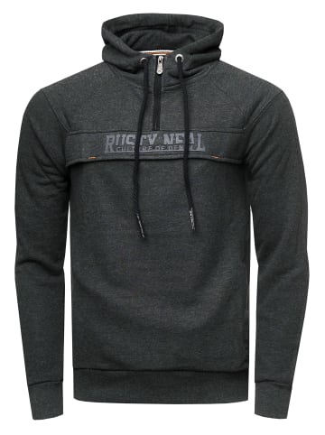 Rusty Neal Kangaroo Kapuzenpullover mit Zipper in Anthrazit