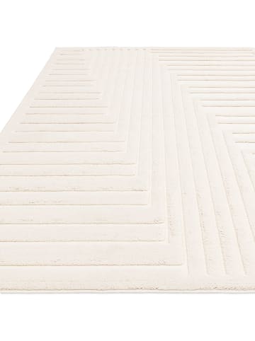 KADIMA DESIGN Teppich Strukturgewebe, geometrisches 3D-Design, Elfenbein, weich