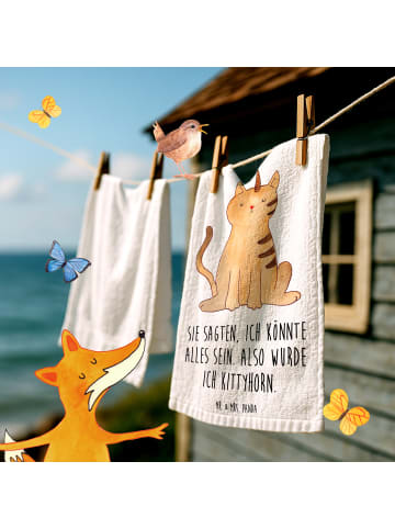 Mr. & Mrs. Panda handtuch baumwolle Einhorn Katze mit Spruch in Weiß