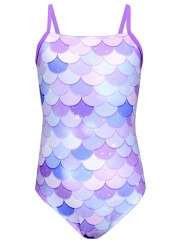 Aquarti Mädchen Badeanzug mit Spaghettiträgern in lila-kombi