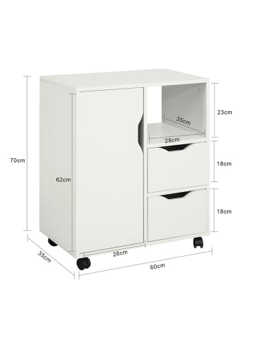 SoBuy Rollcontainer in Reinweiß - (W) 35 x (H) 70 x (L) 60 cm