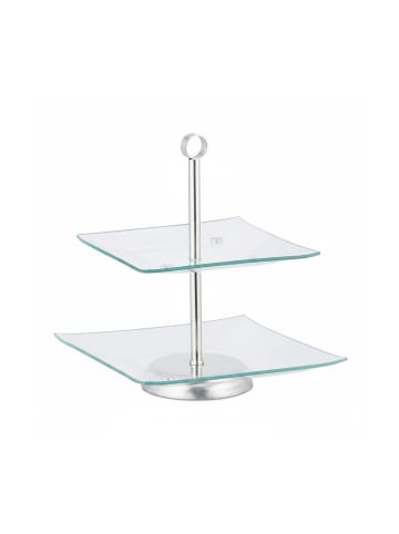 relaxdays 2x Etagere in Silber/ Transparent