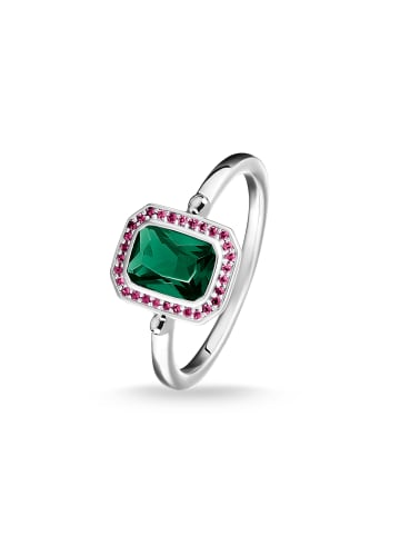 Thomas Sabo Ring in silberfarben, grün, rot